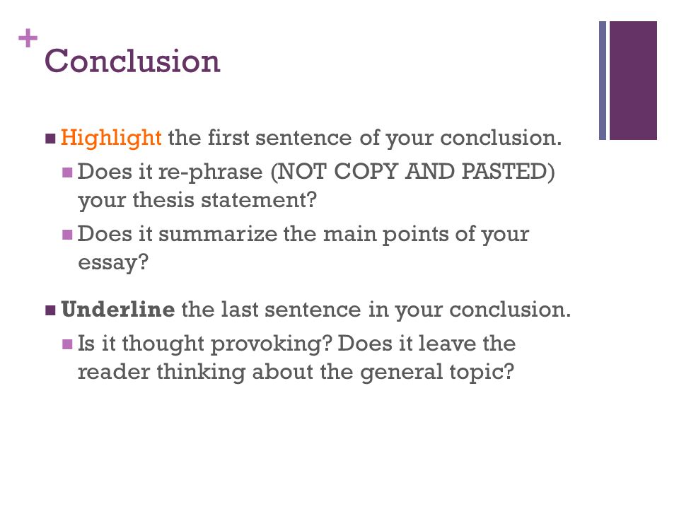 first sentence in writing a conclusion for kids